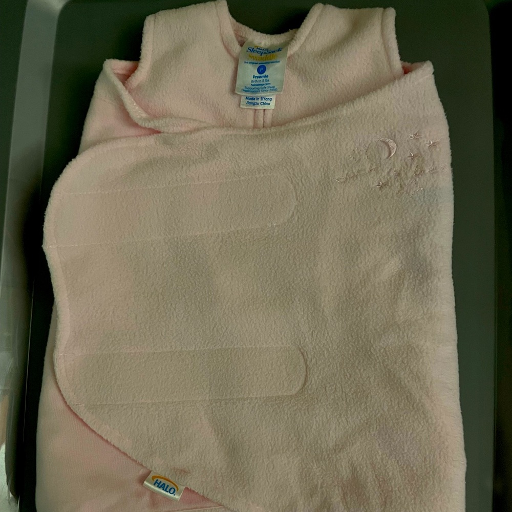 Halo SleepSack Swaddle- pink, micro-fleece, preemie size